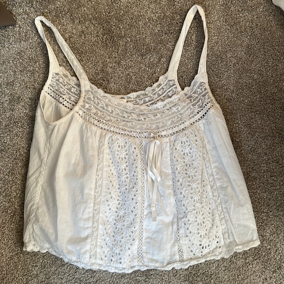 LoveShackFancy Tops - LoveShackFancy White Lace Trimmed Top